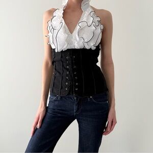 Vintage corset ruffle style blouse